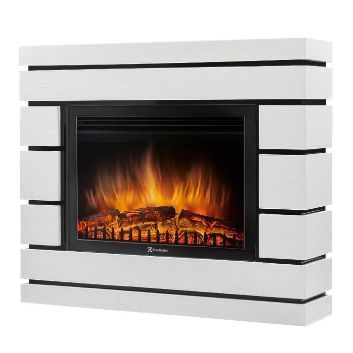 Каминокомплект: Очаг Electrolux EFP/P-3020LS N, портал Moderno 30 шпон белый дуб