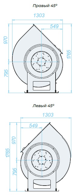 Аэродинамические характеристики, габаритно-присоединительные размеры — ВЕНТИЛЯТОР РАДИАЛЬНЫЙ SVRz 8 DU